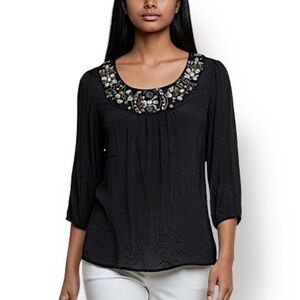 4/$20 Red Herring Black Embellished Neckline Tunic Top - Size 8